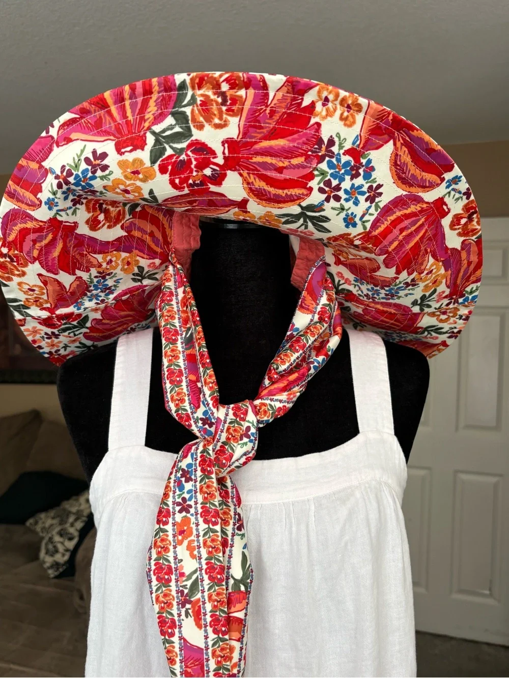 FARM Rio Floral Wide-Brim Sun Hat with tie